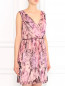 Платье-мини с цветочным узором и гофрированной юбкой John Galliano  –  Модель Верх-Низ