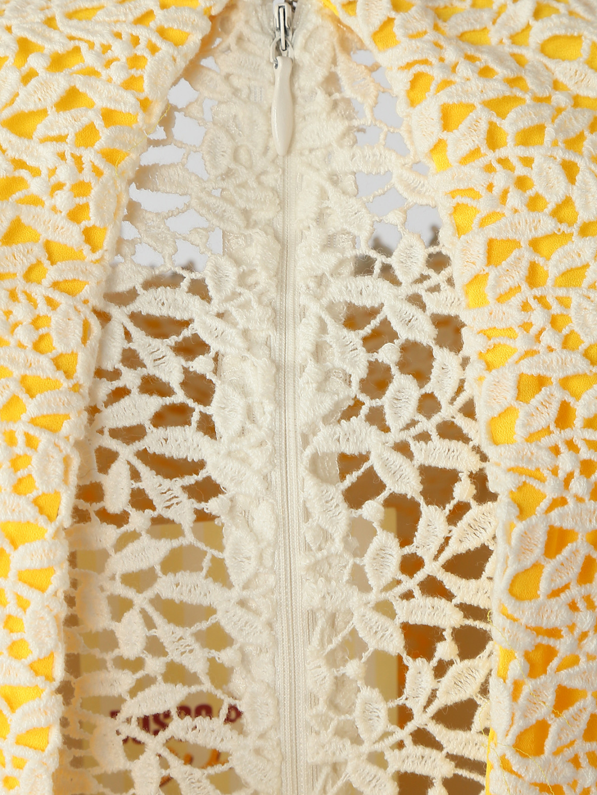 Платье из хлопка с вышивкой и аппликацией из бусин VELOUDAKIS  –  Деталь1  – Цвет:  Желтый