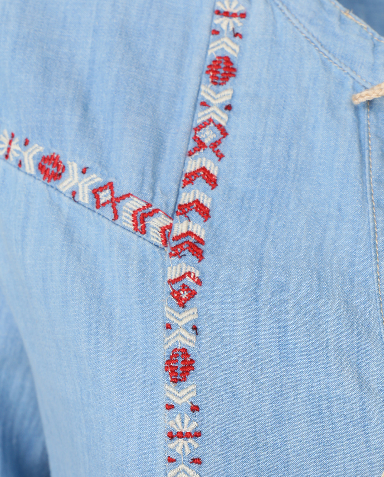 Блуза из льна с вышивкой MKT Studio  –  Деталь1  – Цвет:  Синий