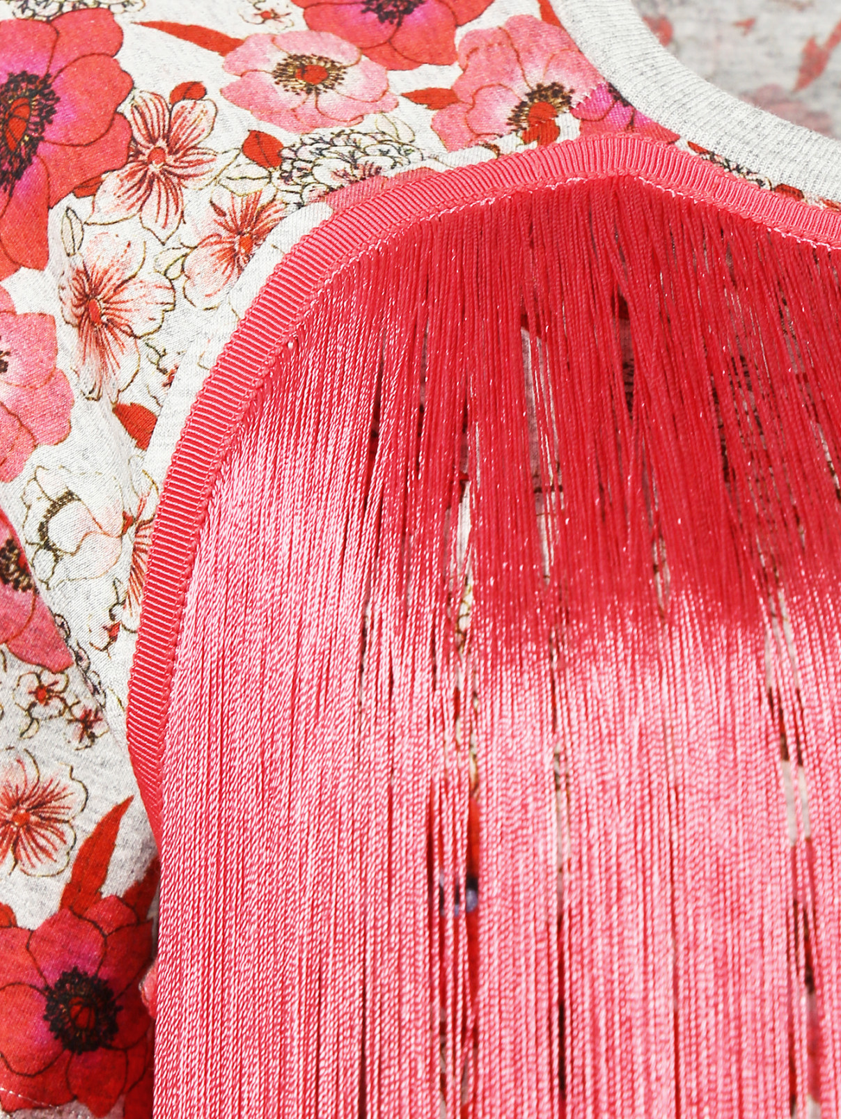 Платье с бахромой из хлопка с цветочным принтом Giamba  –  Деталь  – Цвет:  Узор