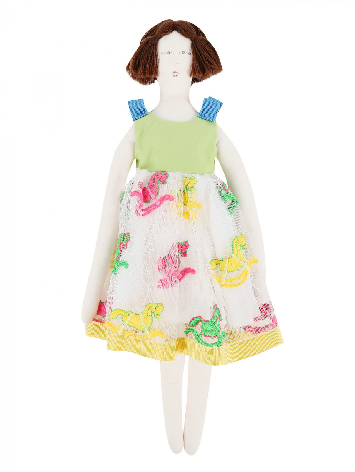 Кукла-тильда в платье с вышивкой MiMiSol  –  Общий вид  – Цвет:  Мультиколор