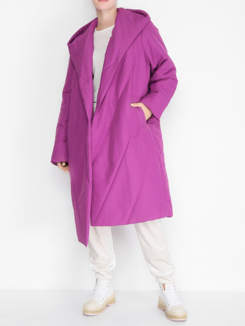 Куртка стеганная на кнопках с капюшоном Marina Rinaldi - МодельОбщийВид