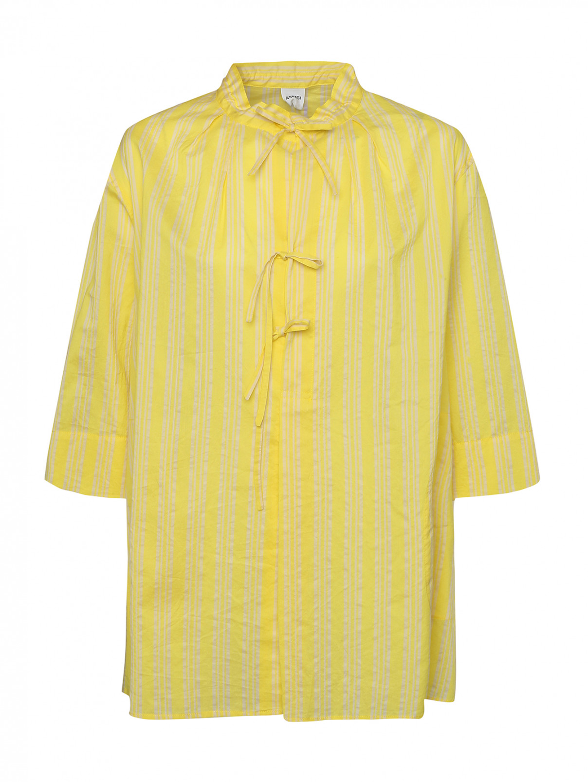 Блуза из хлопка и шелка в полоску Aspesi  –  Общий вид  – Цвет:  Желтый