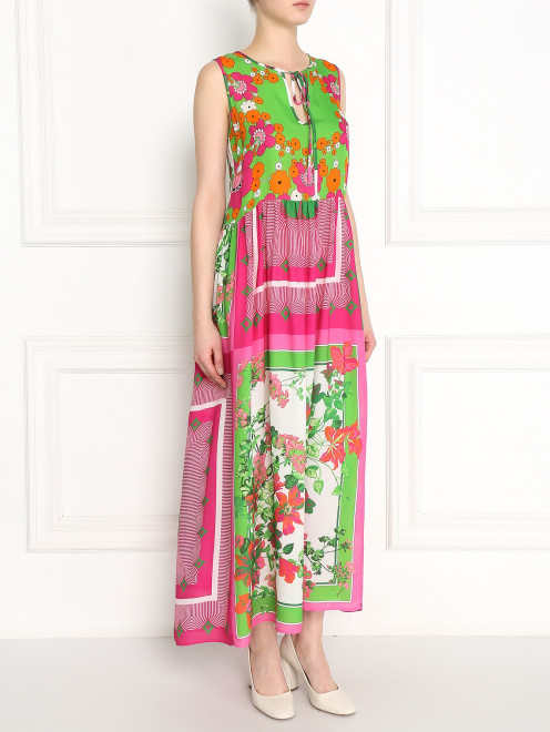 Платье-макси из шелка с цветочным узором P.A.R.O.S.H. - Модель Общий вид
