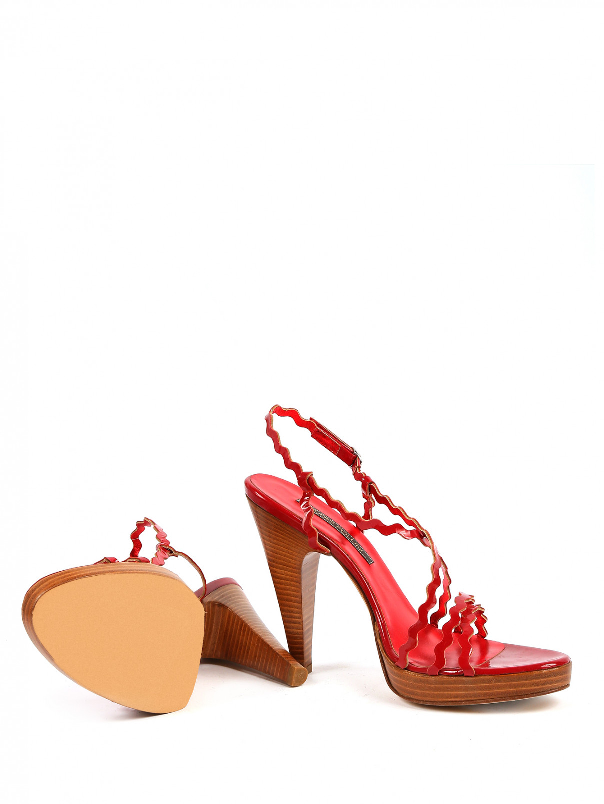 Босоножки из кожи на платформе и устойчивом каблуке Studio Pollini  –  Обтравка5  – Цвет:  Красный