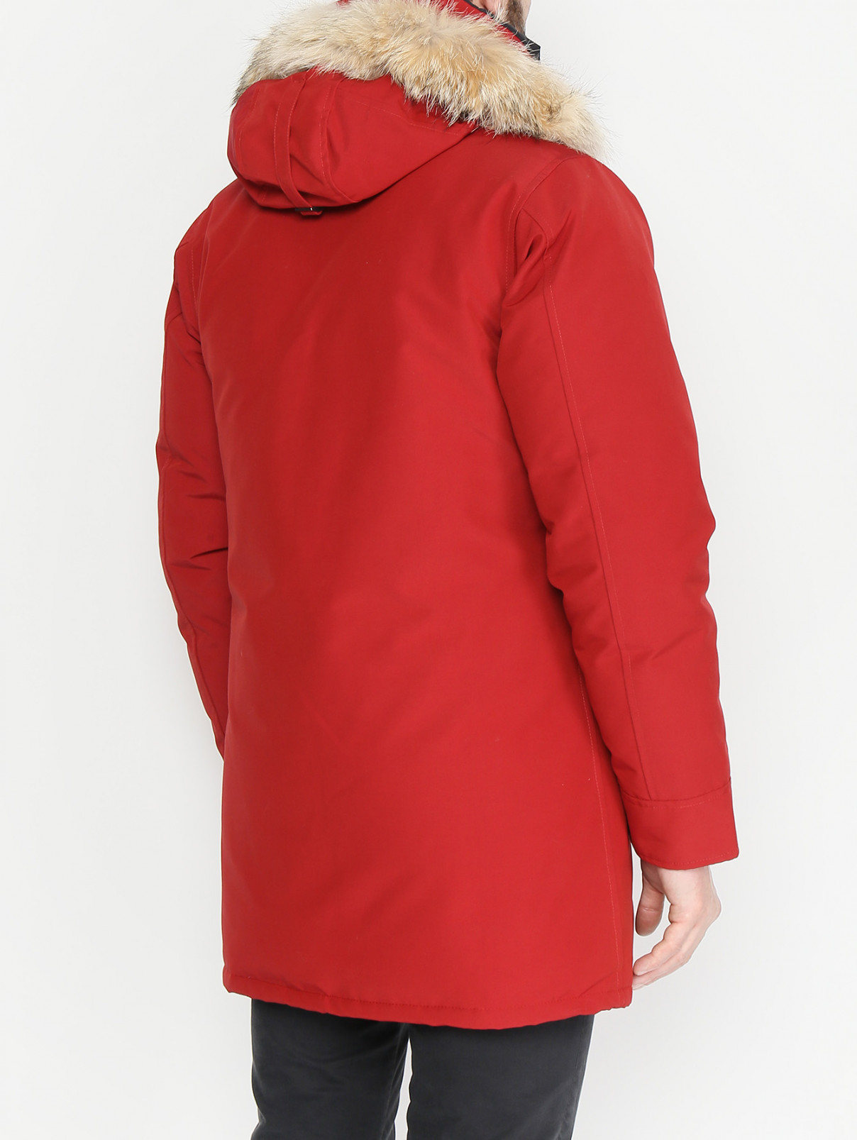Парка пуховая на молнии с накладными карманами Canada Goose  –  МодельВерхНиз1  – Цвет:  Красный