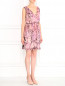 Платье-мини с цветочным узором и гофрированной юбкой John Galliano  –  Модель Общий вид
