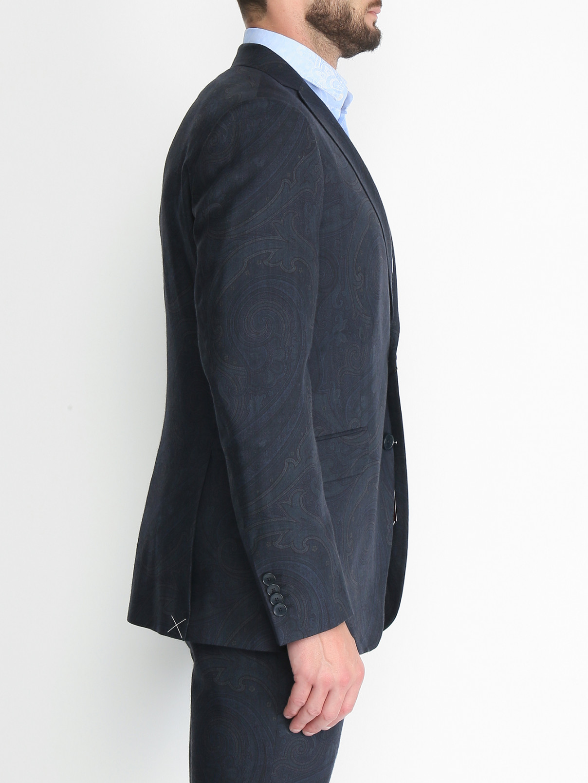 Пиджак из шерсти с узором Etro  –  МодельВерхНиз2  – Цвет:  Синий