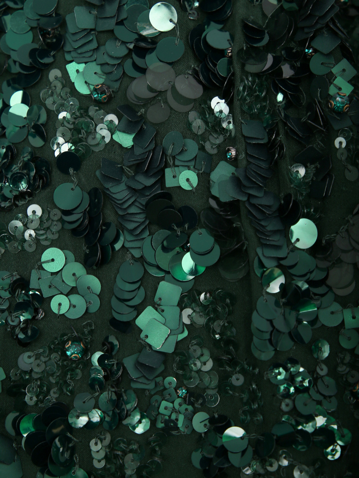 Платье декорированное пайетками и перьями Jenny Packham  –  Деталь  – Цвет:  Зеленый
