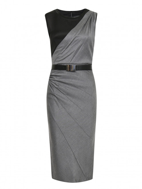 Платье-футляр с асимметричной драпировкой и ремнем - Общий вид