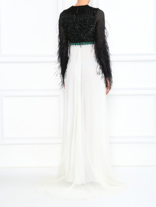 Платье-макси декорированное перьями страуса Andrew GN - Модель Верх-Низ1