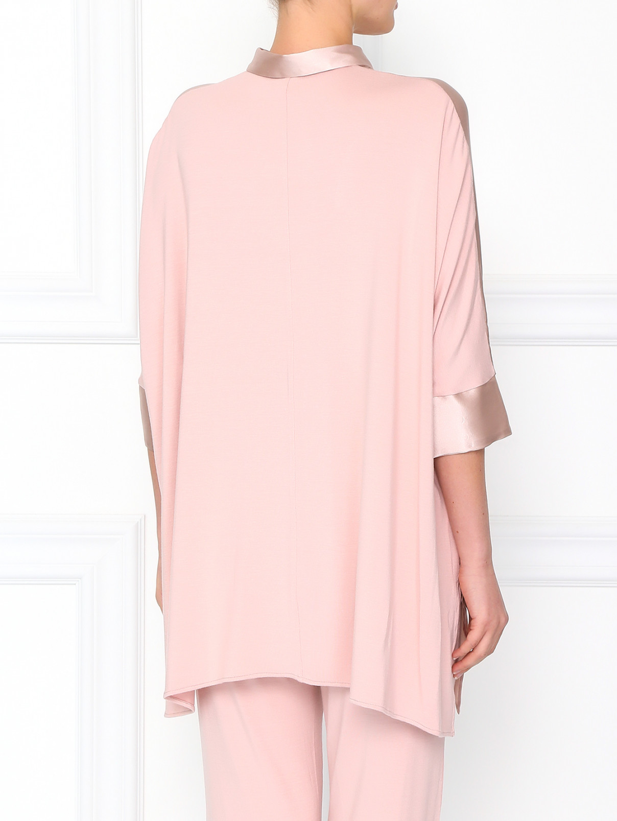 Шелковая рубашка свободного фасона Valery Prestige  –  Модель Верх-Низ1  – Цвет:  Розовый