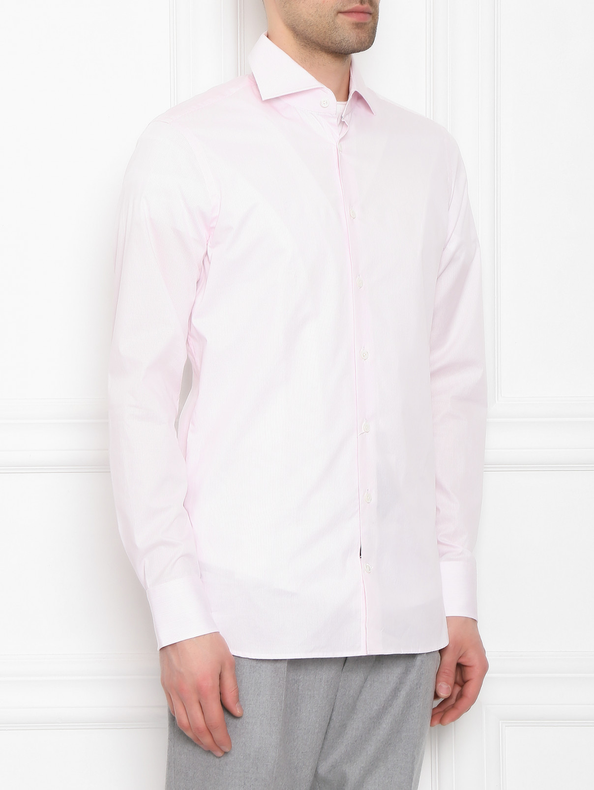 Рубашка из хлопка с узором "полоска" Van Laack  –  МодельВерхНиз  – Цвет:  Розовый
