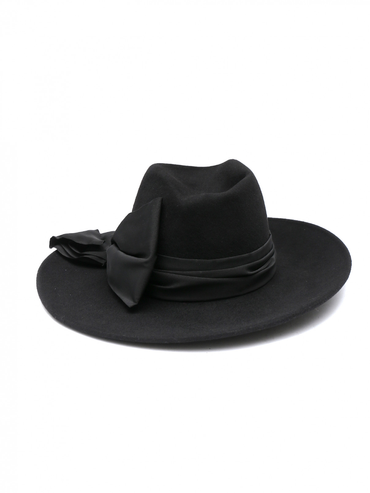 Шляпа шерстяная с бантом Eugenia Kim  –  Общий вид  – Цвет:  Черный