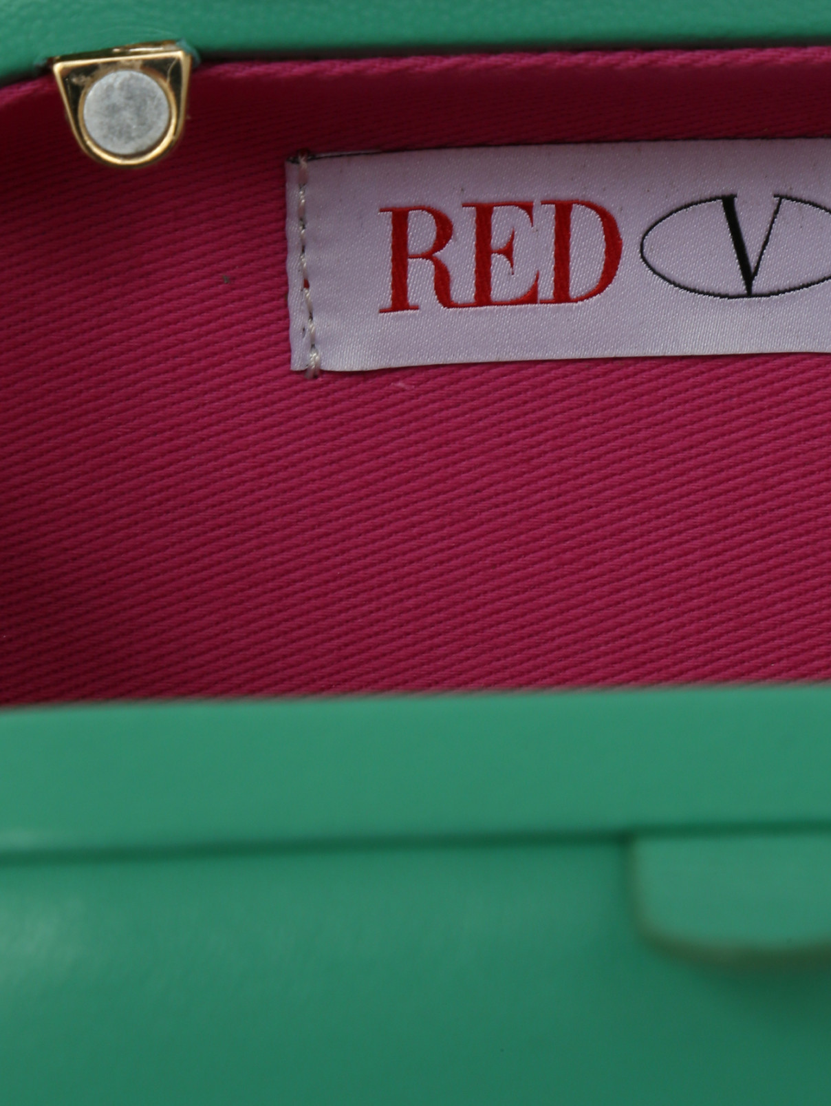 Клатч из кожи с ремнем-цепочой Red Valentino  –  Деталь1  – Цвет:  Зеленый