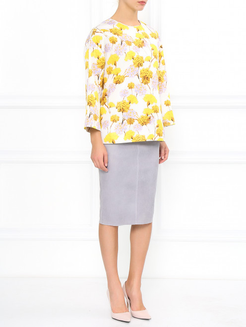 Шелковая блуза с абстрактным принтом Giambattista Valli - Модель Общий вид