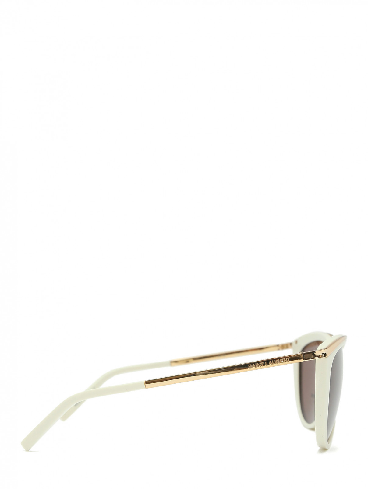 Очки солнцезащитные с металлической фурнитурой YSL  –  Обтравка2  – Цвет:  Белый