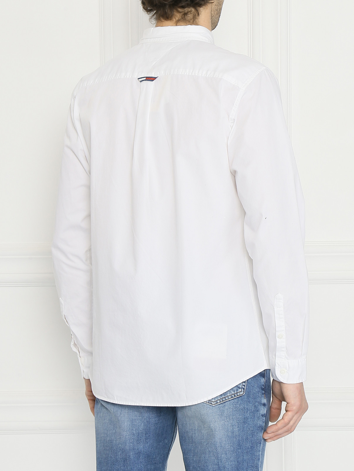 Рубашка из хлопка с накладным карманом Tommy Jeans  –  МодельВерхНиз1  – Цвет:  Белый