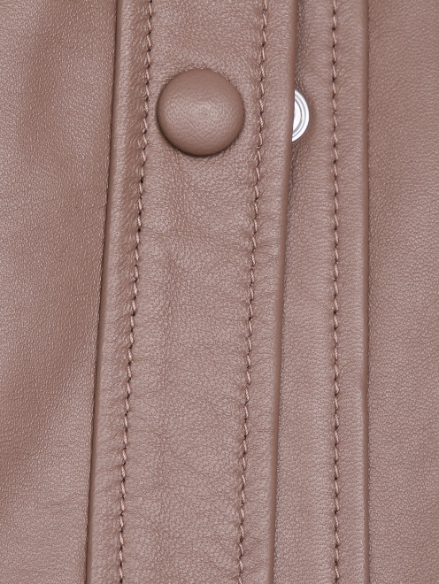 Куртка-рубашка из гладкой кожи с поясом  - Деталь