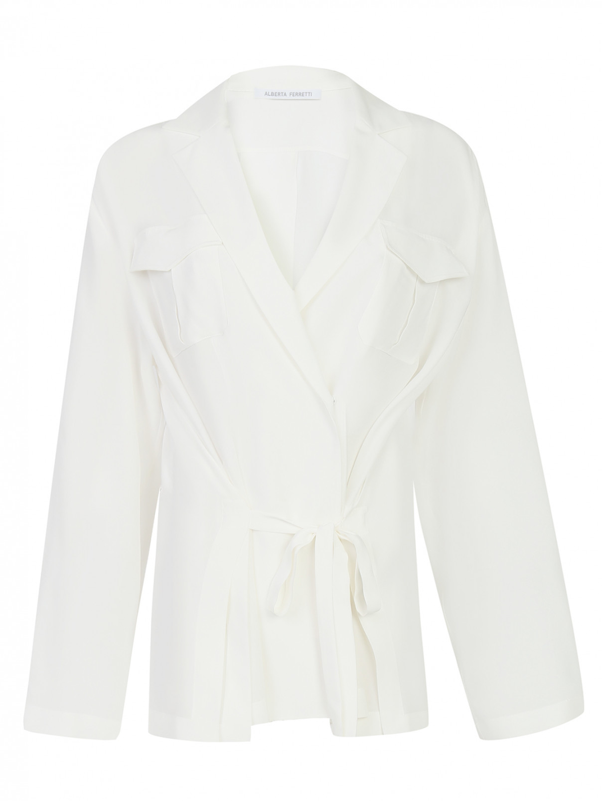 Шелковая блуза с запахом Alberta Ferretti  –  Общий вид  – Цвет:  Белый